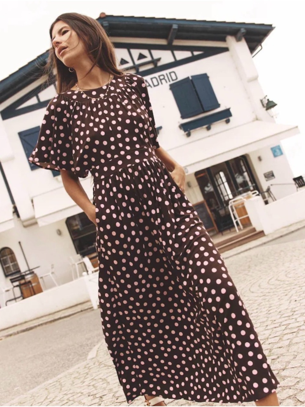 EUC Boden Brown Yoke Panel Maxi Dress